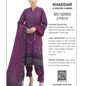 gulahmed 3 piece printed khaddar – winter collection | 30% off