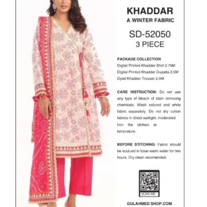 gulahmed 3 piece printed khaddar – winter collection | 30% off