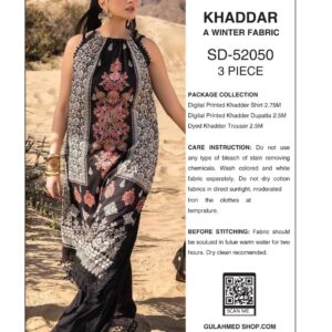 gulahmed 3 piece printed khaddar – winter collection | 30% off