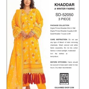 gulahmed 3 piece printed khaddar – winter collection | 30% off